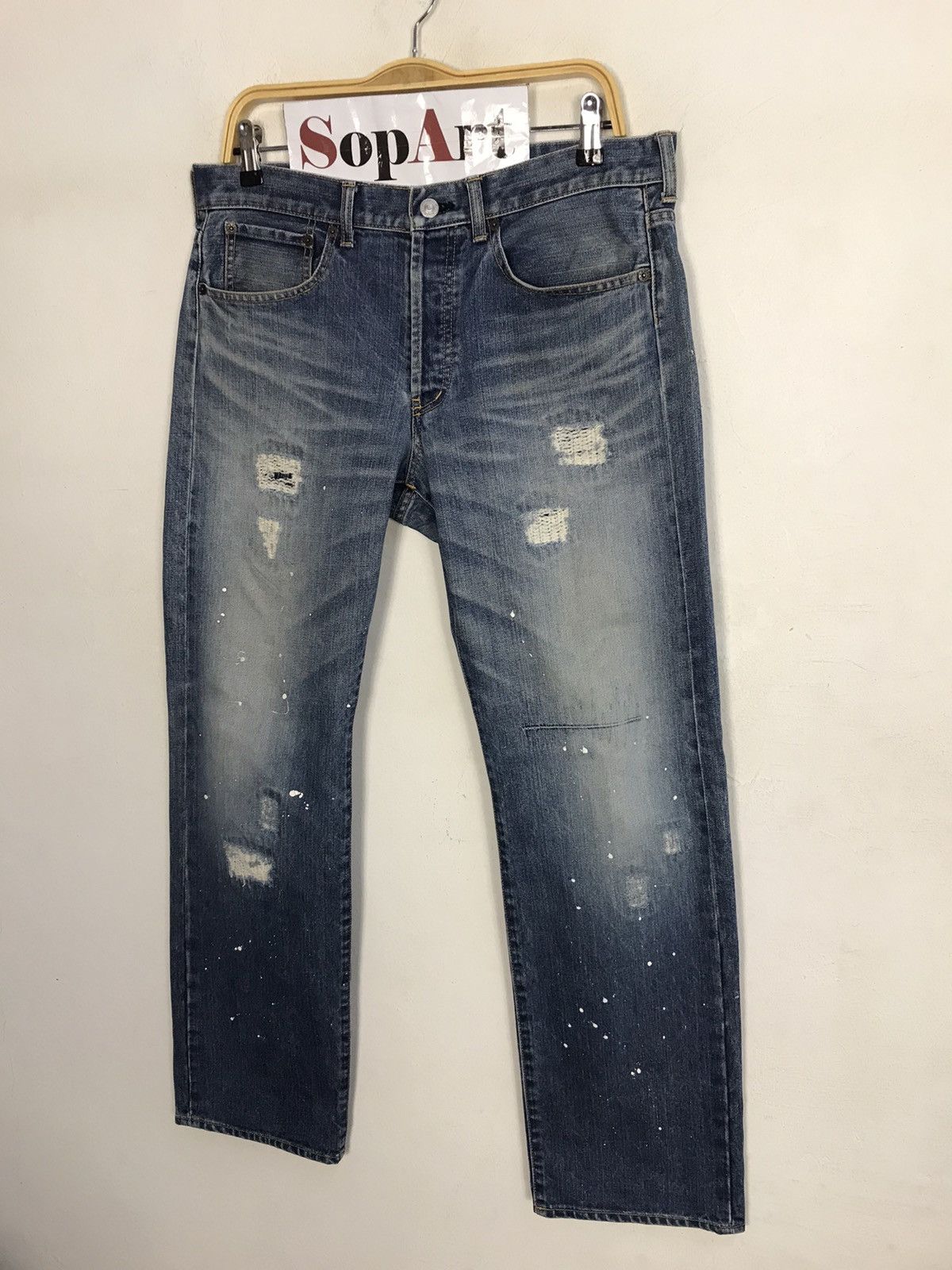 Japanese Brand × Takeo Kikuchi Takeo Kikuchi Distressed Paint Button jeans Design Size US 34 / EU 50 - 4 Thumbnail