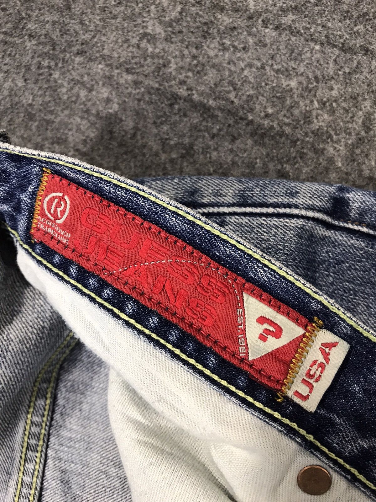 Guess × Vintage Guess Jeans Est 1981 Light Wash Style Size US 33 - 15 Thumbnail