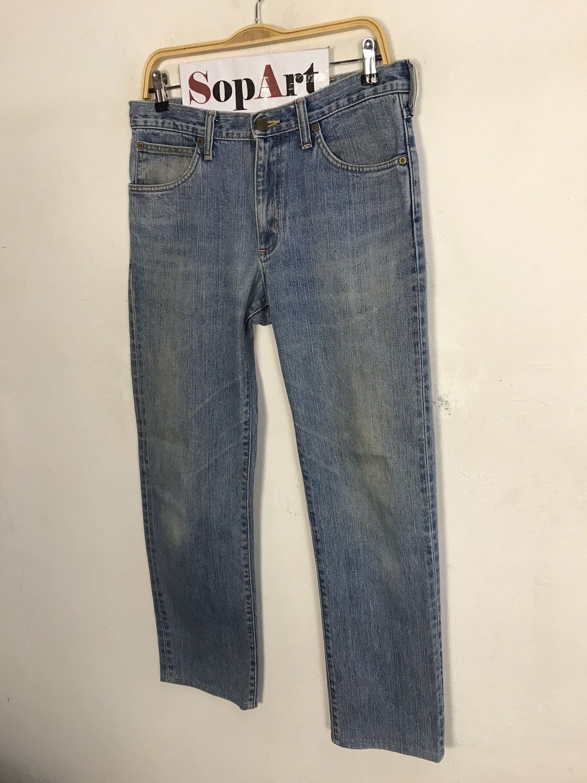 Japanese Brand Vintage Wrangler Light Wash Zipper Jeans Style Size US 31 - 4 Thumbnail