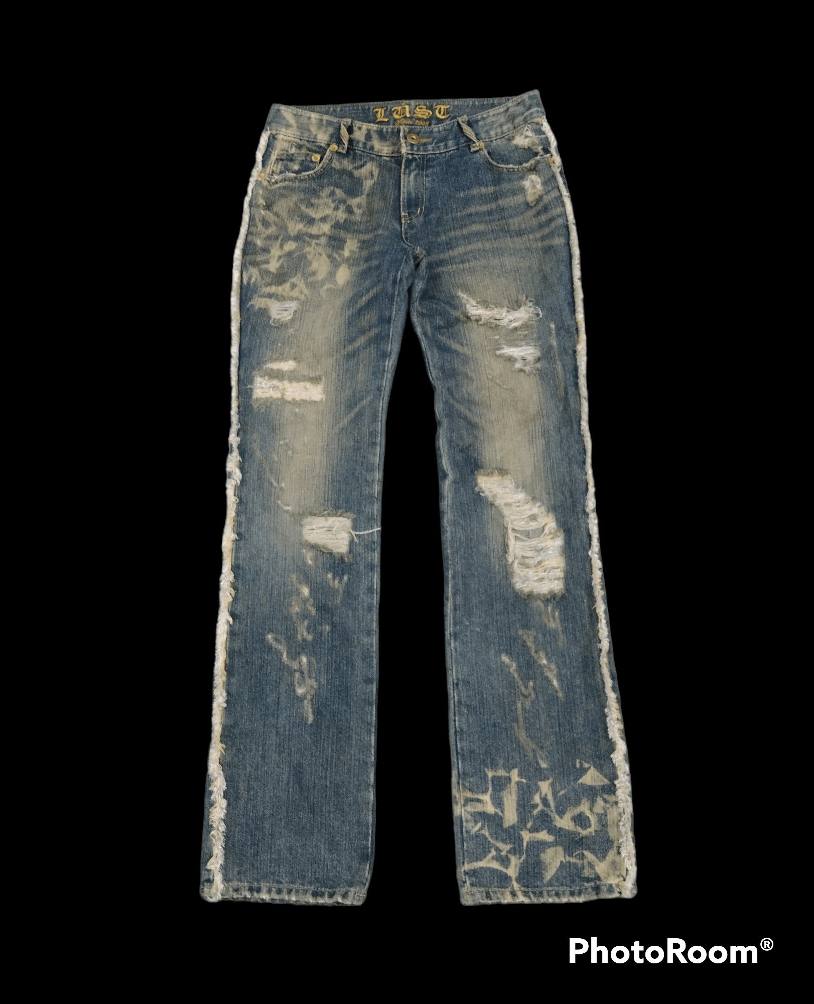 Japanese Brand THRASH RIPED LAST SINCE 2005 DENIM PANTS Size US 29 - 2 Thumbnail