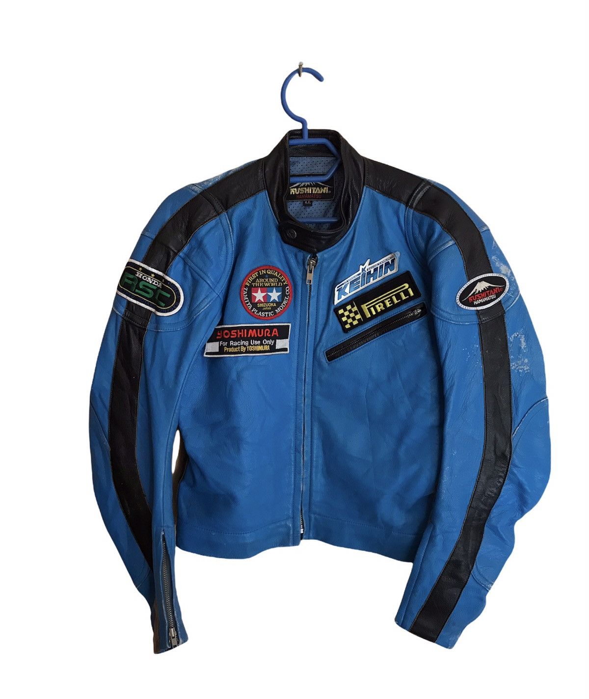 image of Leather Jacket x Racing VTG Kushitani Hamamatsu Racing Leather, Men's (Size Medium)