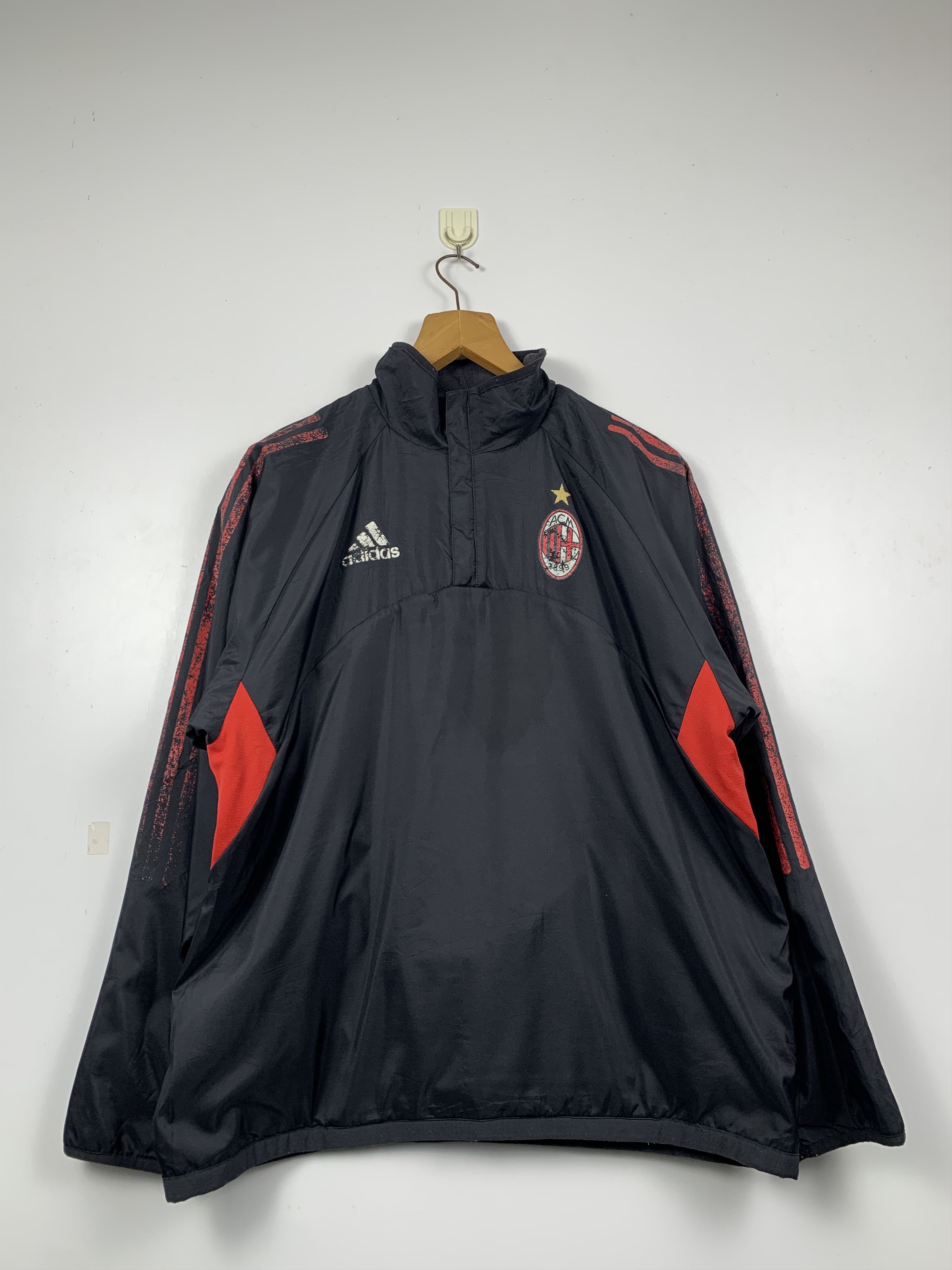 Adidas × Vintage Vintage Adidas Ac Milan Anorak Half Zipper Jacket Size US M / EU 48-50 / 2 - 1 Thumbnail