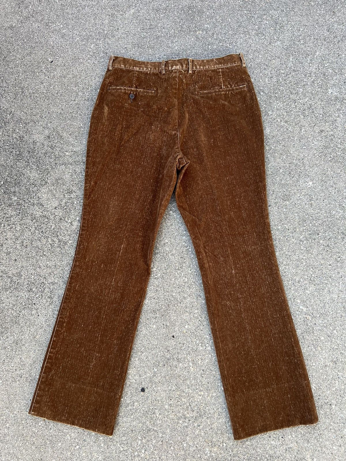 Vintage The Suit Company Japan Brown Flocking Rayon Bootcut Trouser Size US 32 / EU 48 - 2 Thumbnail