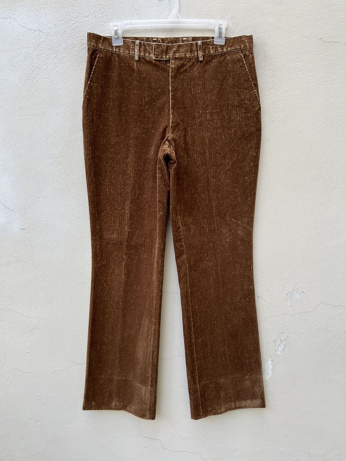 Vintage The Suit Company Japan Brown Flocking Rayon Bootcut Trouser Size US 32 / EU 48 - 3 Thumbnail