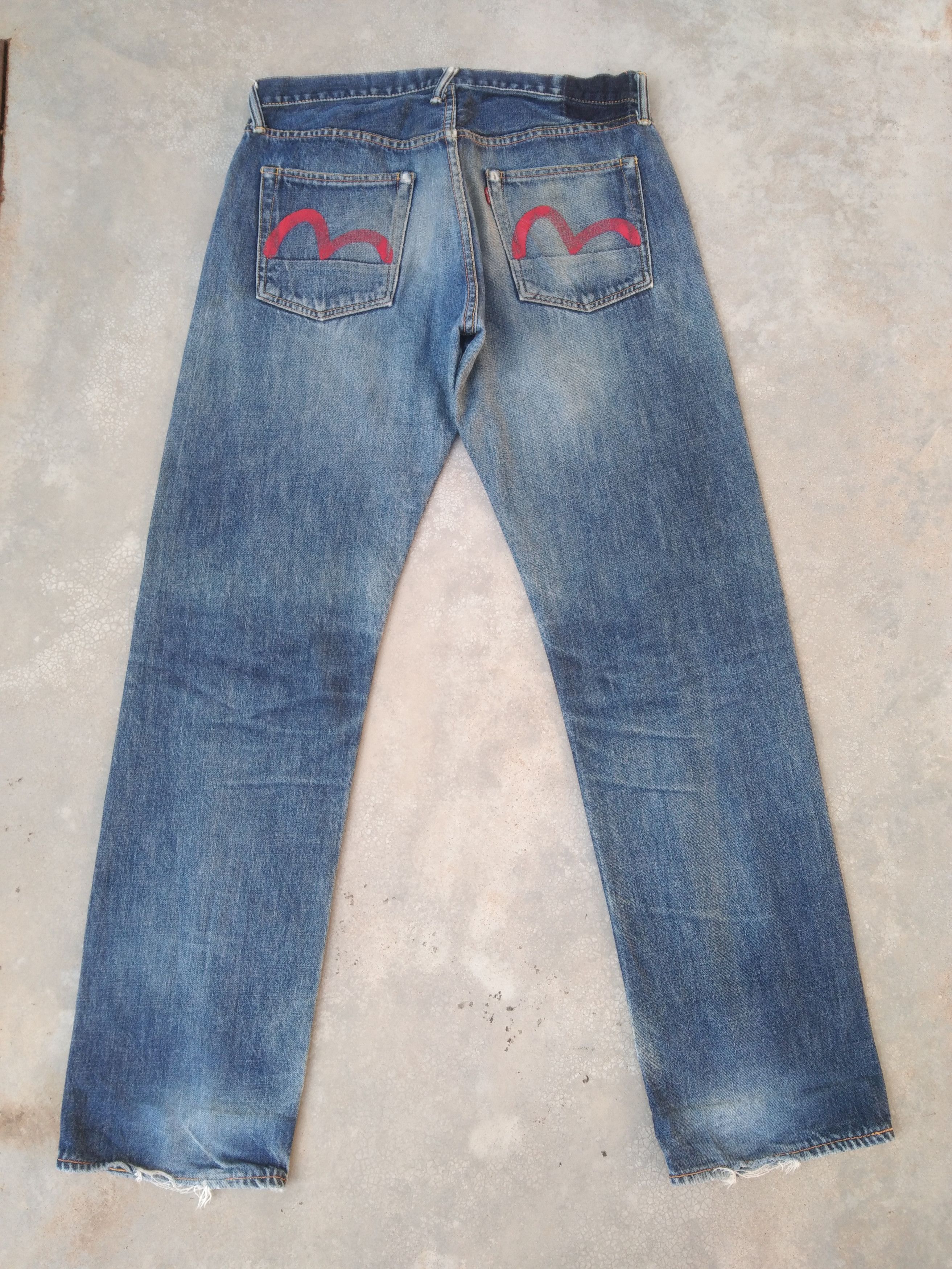image of Vintage Evisu Selvedge Redline Jeans Made In Japan 34X34 in Blue, Men's