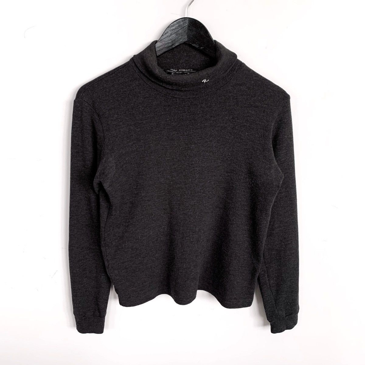 image of Raf Simons Sweater Logo R Stretch Turtleneck 1999-2000 in Grey, Men's (Size Small)