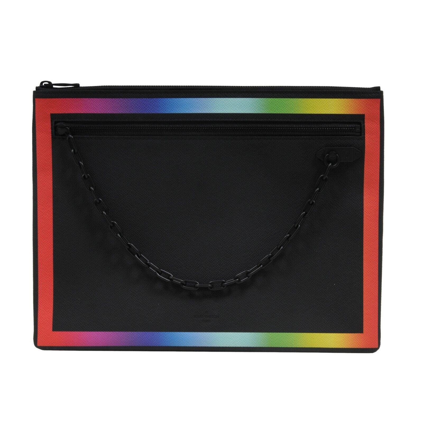 Louis Vuitton Pochette Bag Black Taiga Leather Rainbow Size ONE SIZE - 13 Thumbnail