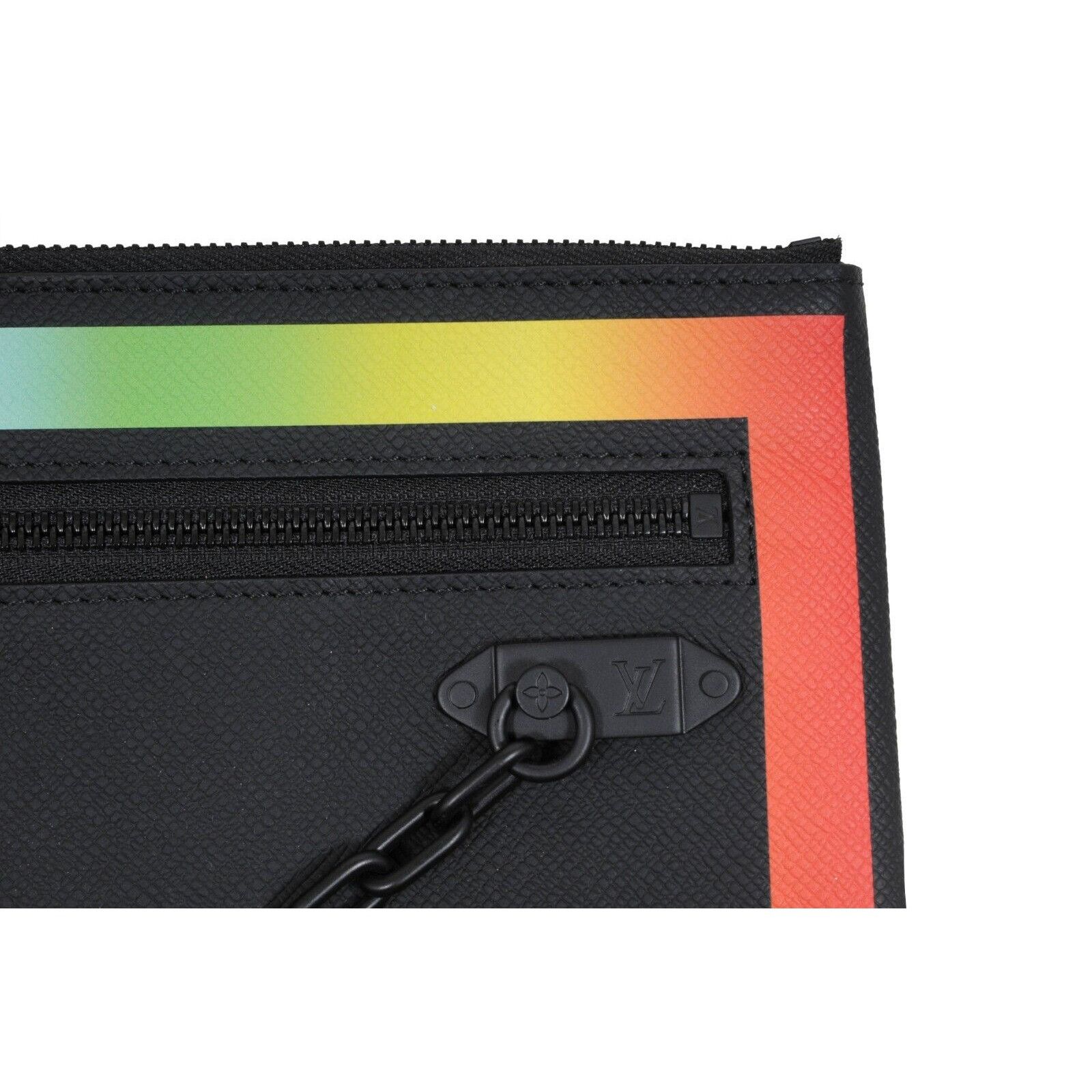 Louis Vuitton Pochette Bag Black Taiga Leather Rainbow Size ONE SIZE - 11 Thumbnail