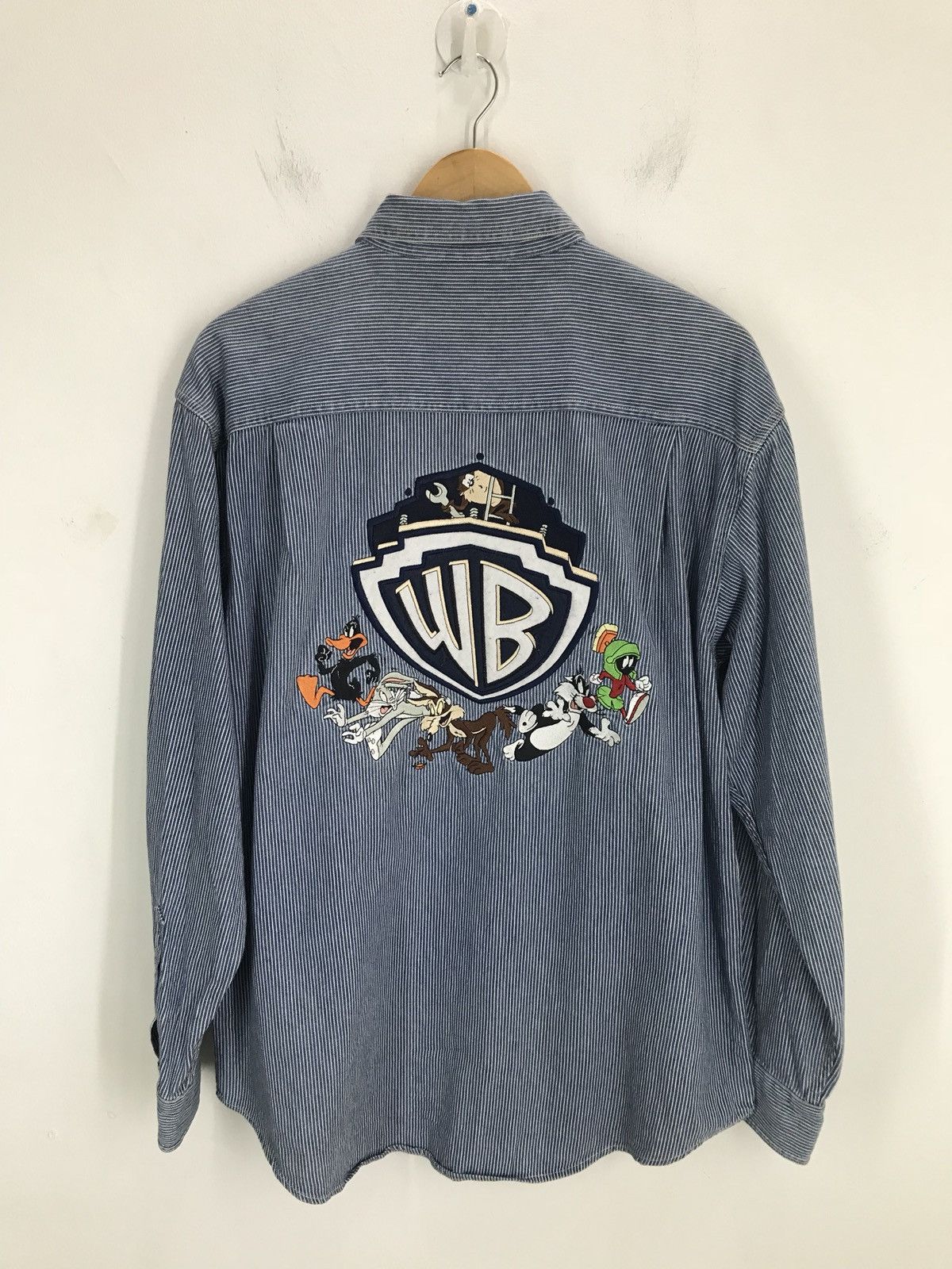Cartoon Network Vintage 90s Looney Tunes Embroidered Hickory Denim Shirt Size US L / EU 52-54 / 3 - 2 Thumbnail