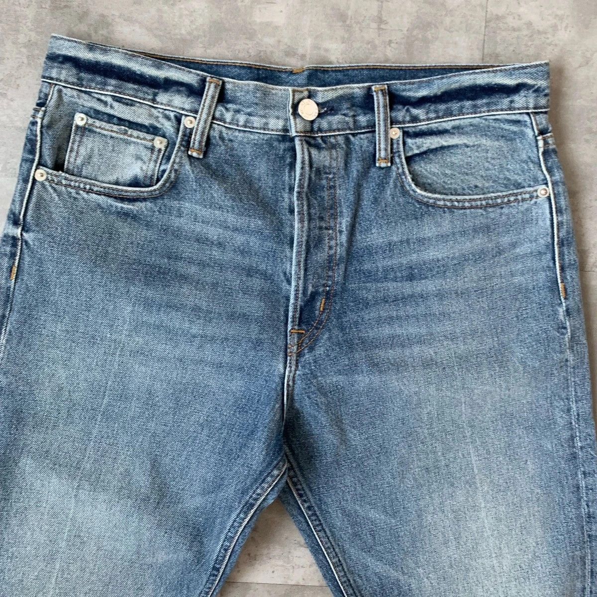 Helmut Lang 🔴 HELMUT LANG Jeans Distressed Denim Straight Cropped Blue Size 31" - 7 Thumbnail