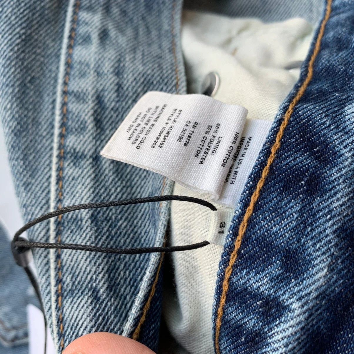 Helmut Lang 🔴 HELMUT LANG Jeans Distressed Denim Straight Cropped Blue Size 31" - 9 Thumbnail
