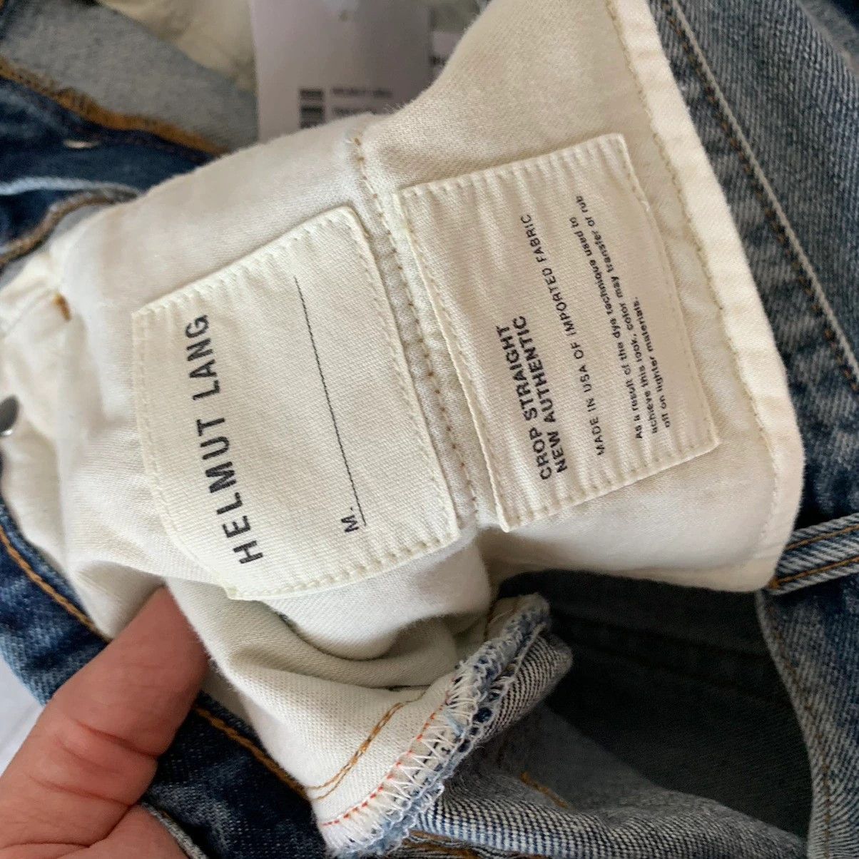 Helmut Lang 🔴 HELMUT LANG Jeans Distressed Denim Straight Cropped Blue Size 31" - 10 Thumbnail