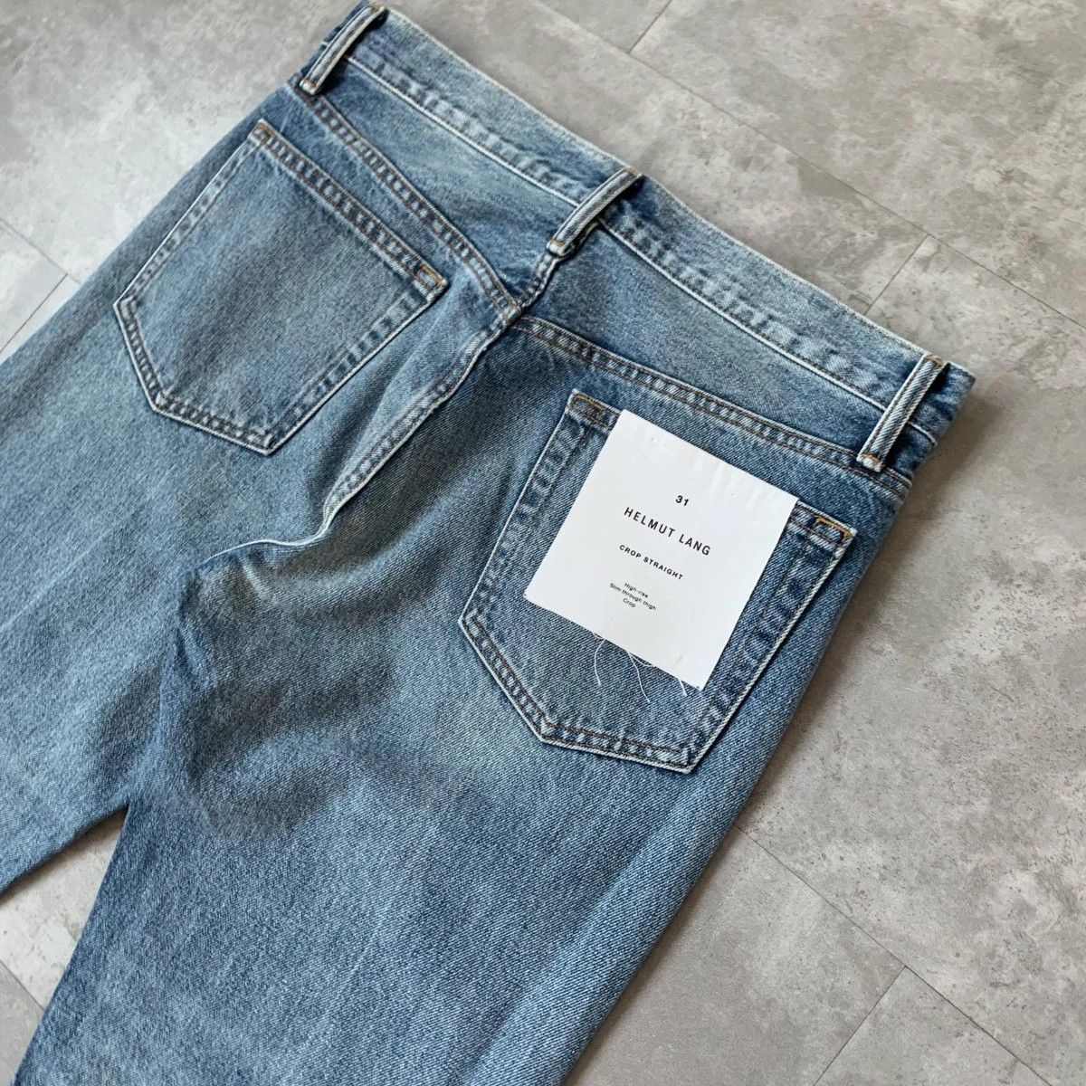 Helmut Lang 🔴 HELMUT LANG Jeans Distressed Denim Straight Cropped Blue Size 31" - 4 Thumbnail