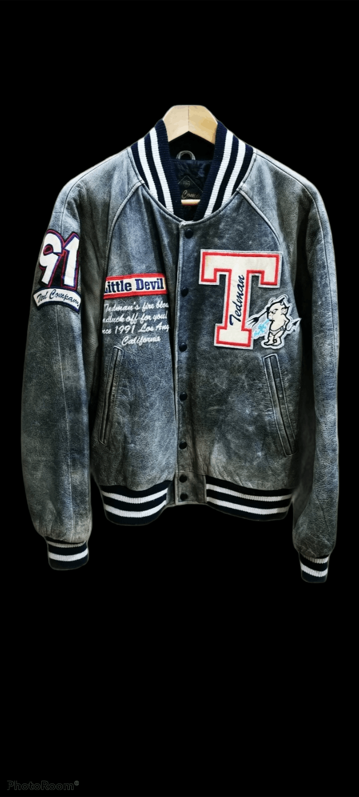 Tedman × Vintage THRASH FADE THE LITTLE DEVIL VARSITY LEATHER JACKET Size US M / EU 48-50 / 2 - 2 Thumbnail