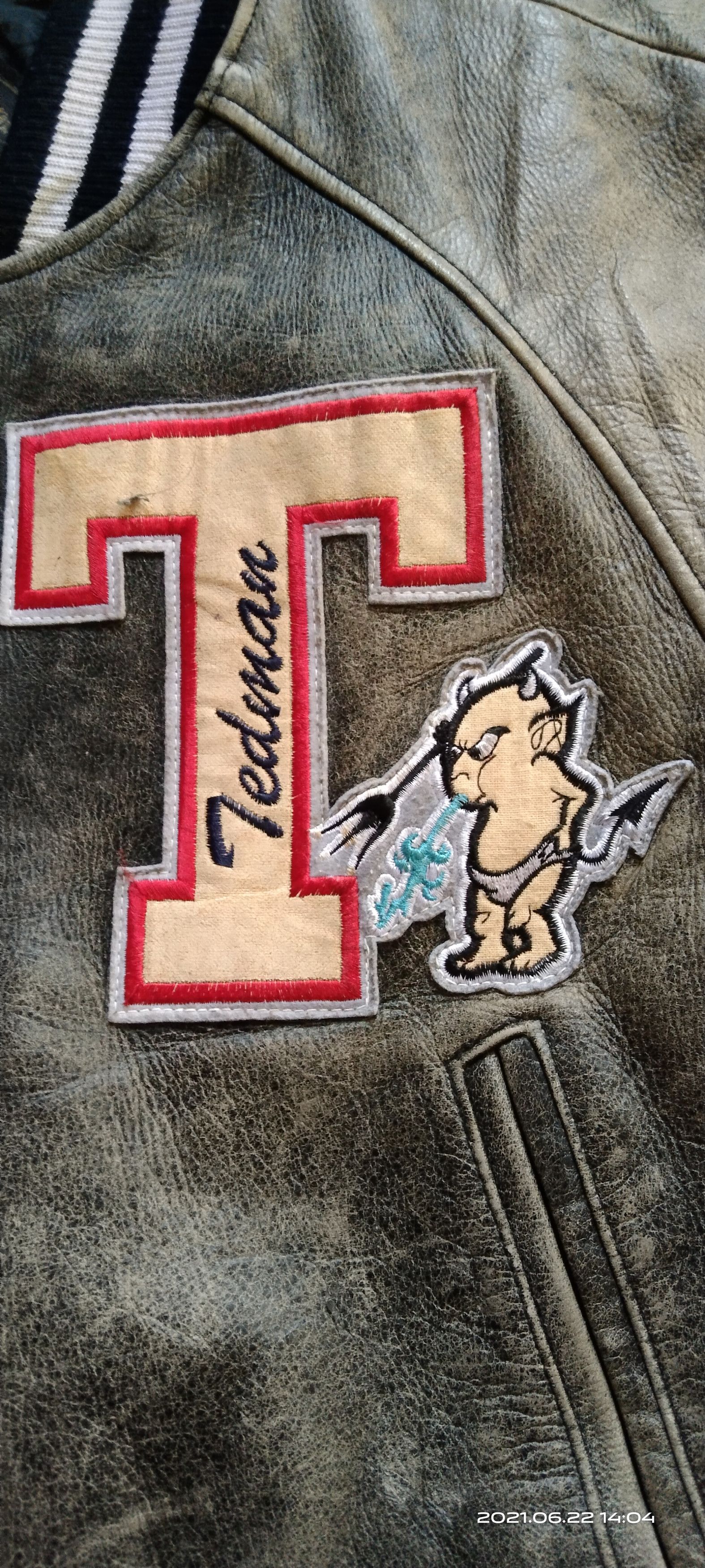 Tedman × Vintage THRASH FADE THE LITTLE DEVIL VARSITY LEATHER JACKET Size US M / EU 48-50 / 2 - 7 Thumbnail