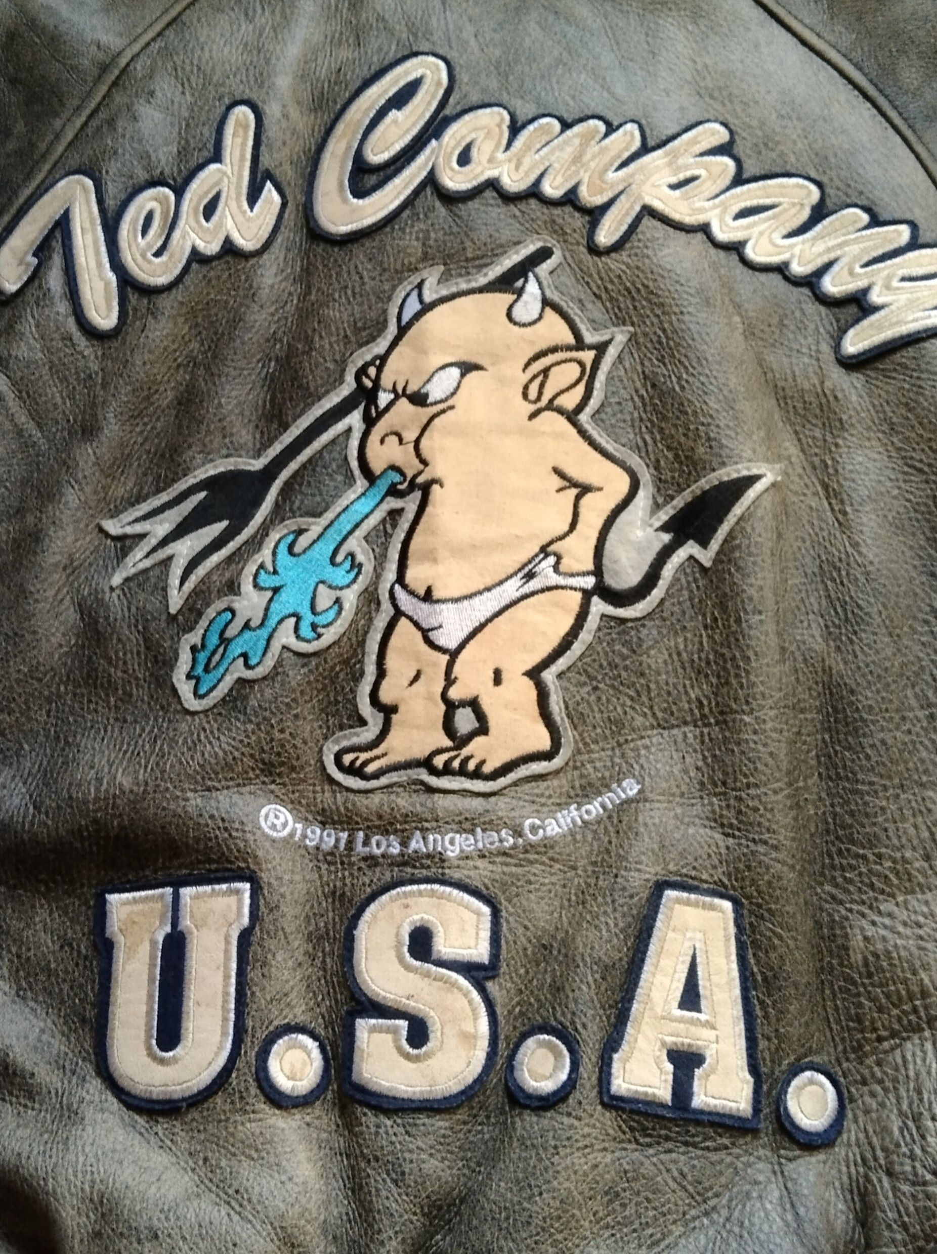 Tedman × Vintage THRASH FADE THE LITTLE DEVIL VARSITY LEATHER JACKET Size US M / EU 48-50 / 2 - 4 Thumbnail
