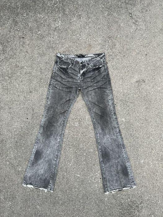 Vintage VTG Civarize Japan Distress Fade Black Denim Flare Jeans