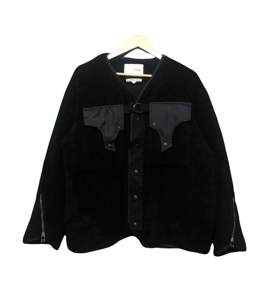 image of Yoshio Kubo x Yoshiyuki Konishi f/w19 Yoshi Kubo Groundfloor Fleece Bondage Jacket in Black (Size M