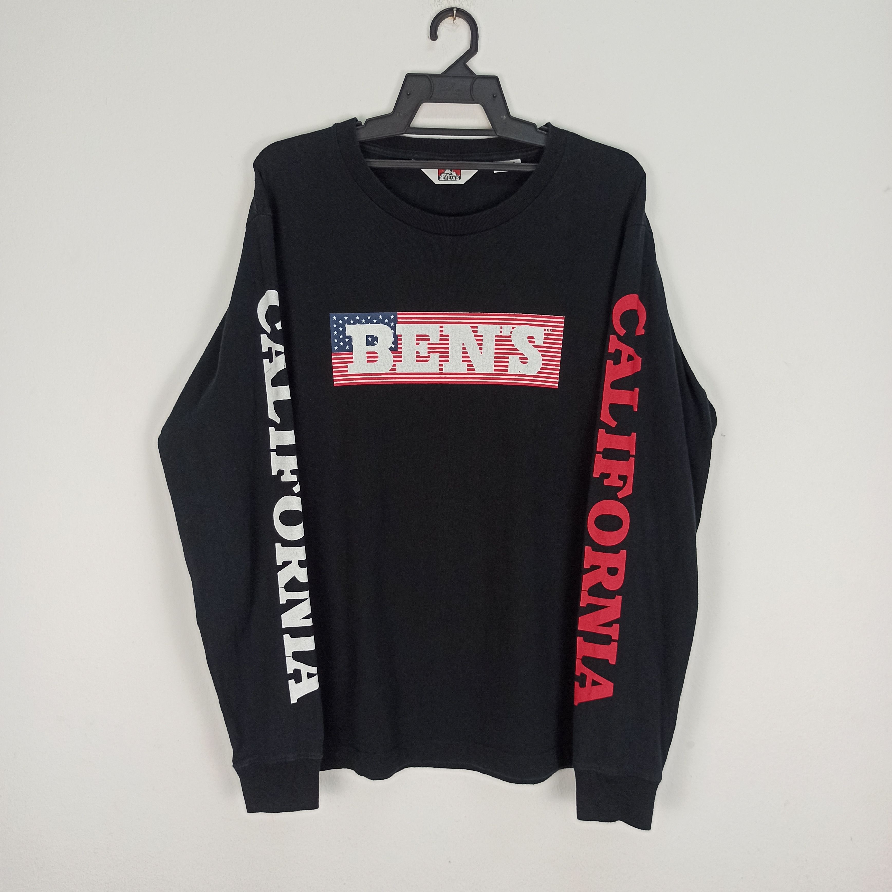 image of Ben Davis Flat Usa Long Sleeve Tshirt in Black, Men's (Size Large)