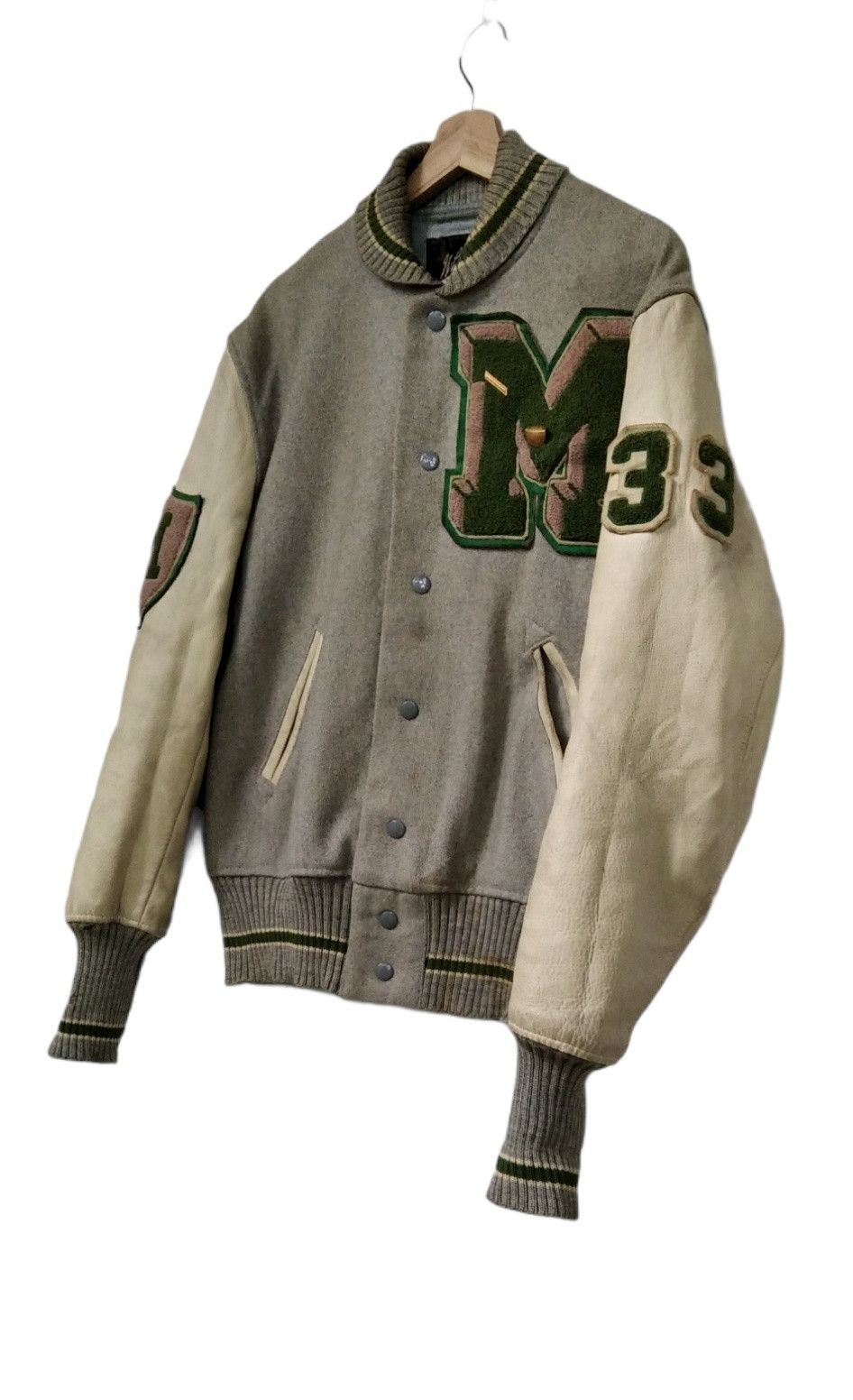 Vintage RARE PIECES 70's🔥Michigan Whiting Wool Leather Varsity Size US L / EU 52-54 / 3 - 3 Thumbnail