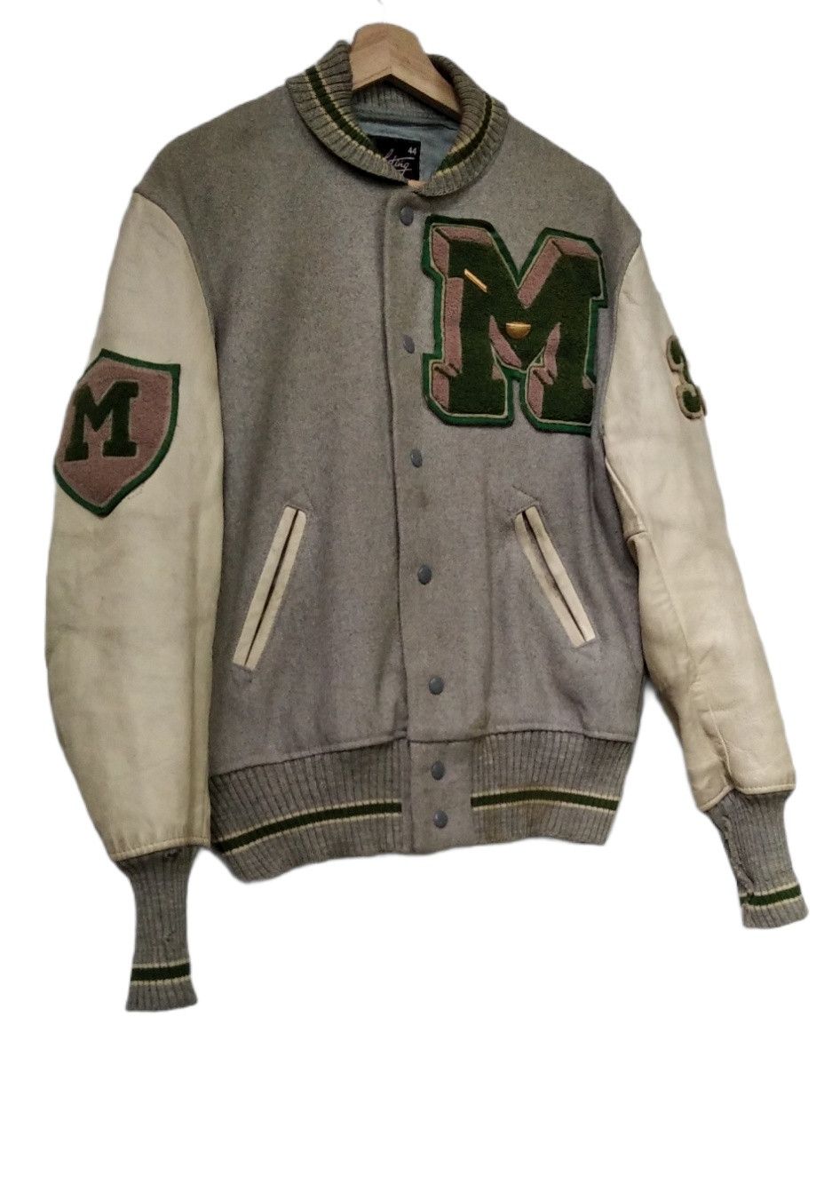 Vintage RARE PIECES 70's🔥Michigan Whiting Wool Leather Varsity Size US L / EU 52-54 / 3 - 2 Thumbnail