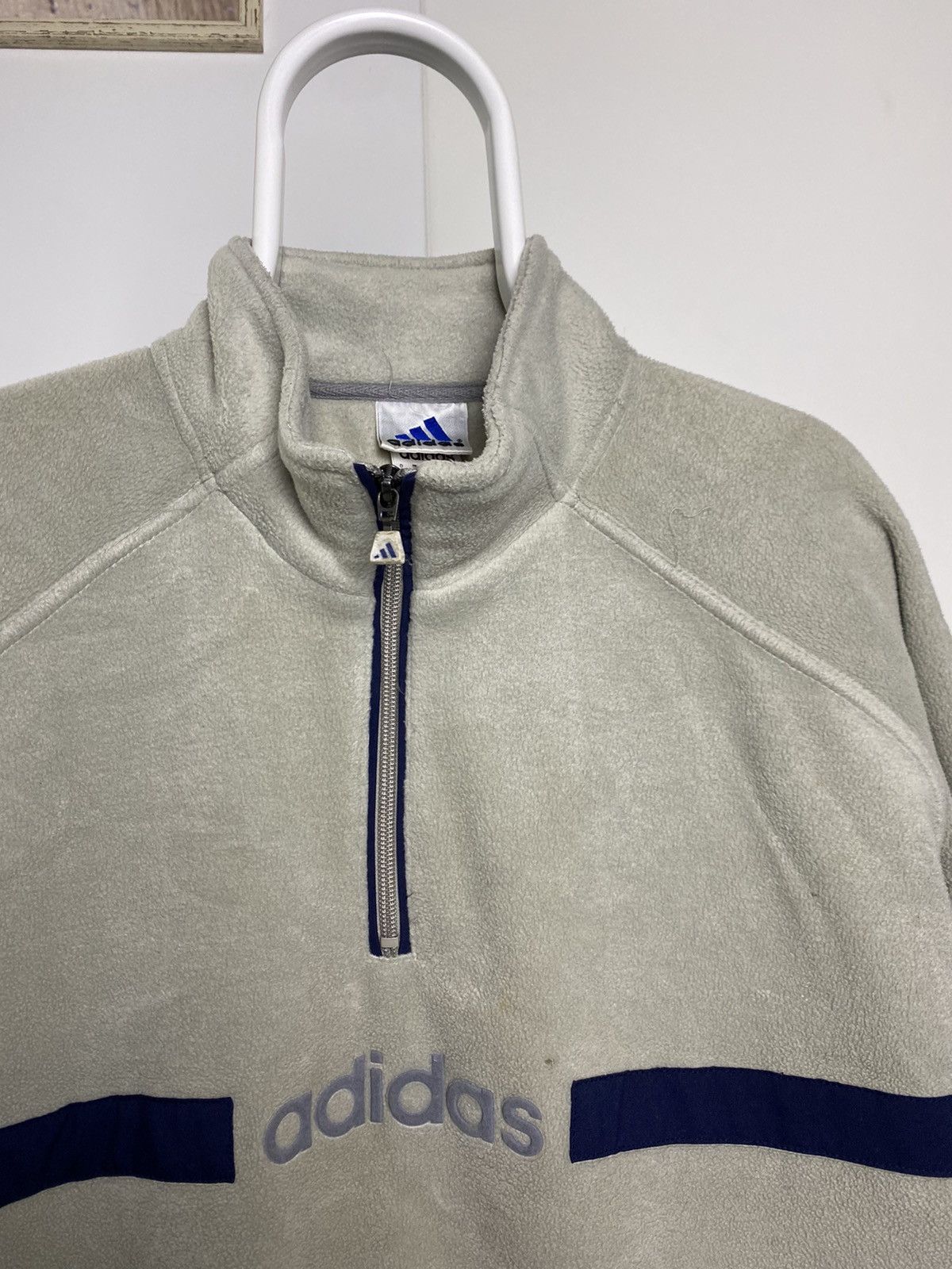 Adidas × Vintage Adidas vintage beige big logo fleece quarterzip 90s Size US L / EU 52-54 / 3 - 2 Thumbnail