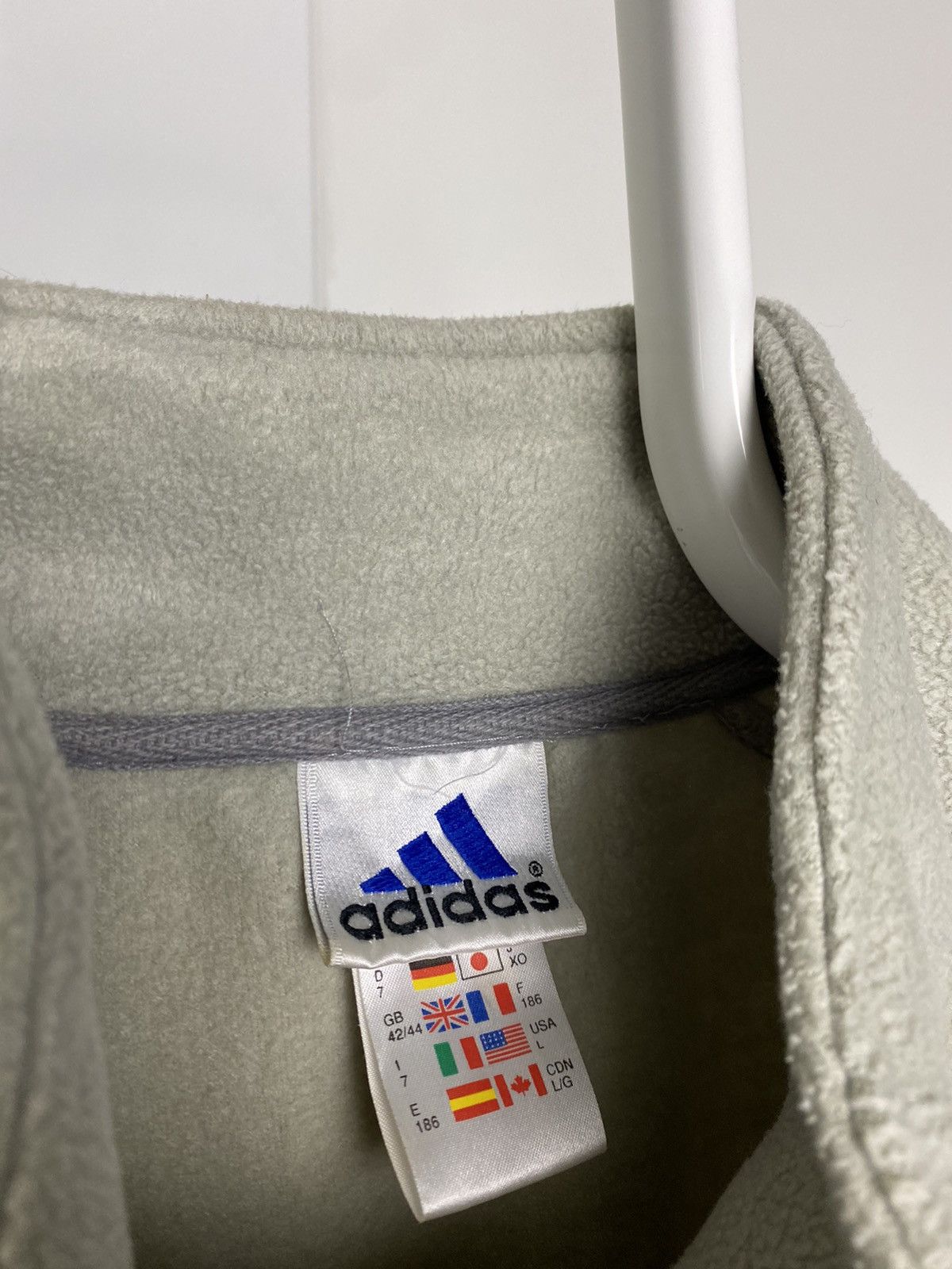Adidas × Vintage Adidas vintage beige big logo fleece quarterzip 90s Size US L / EU 52-54 / 3 - 3 Thumbnail