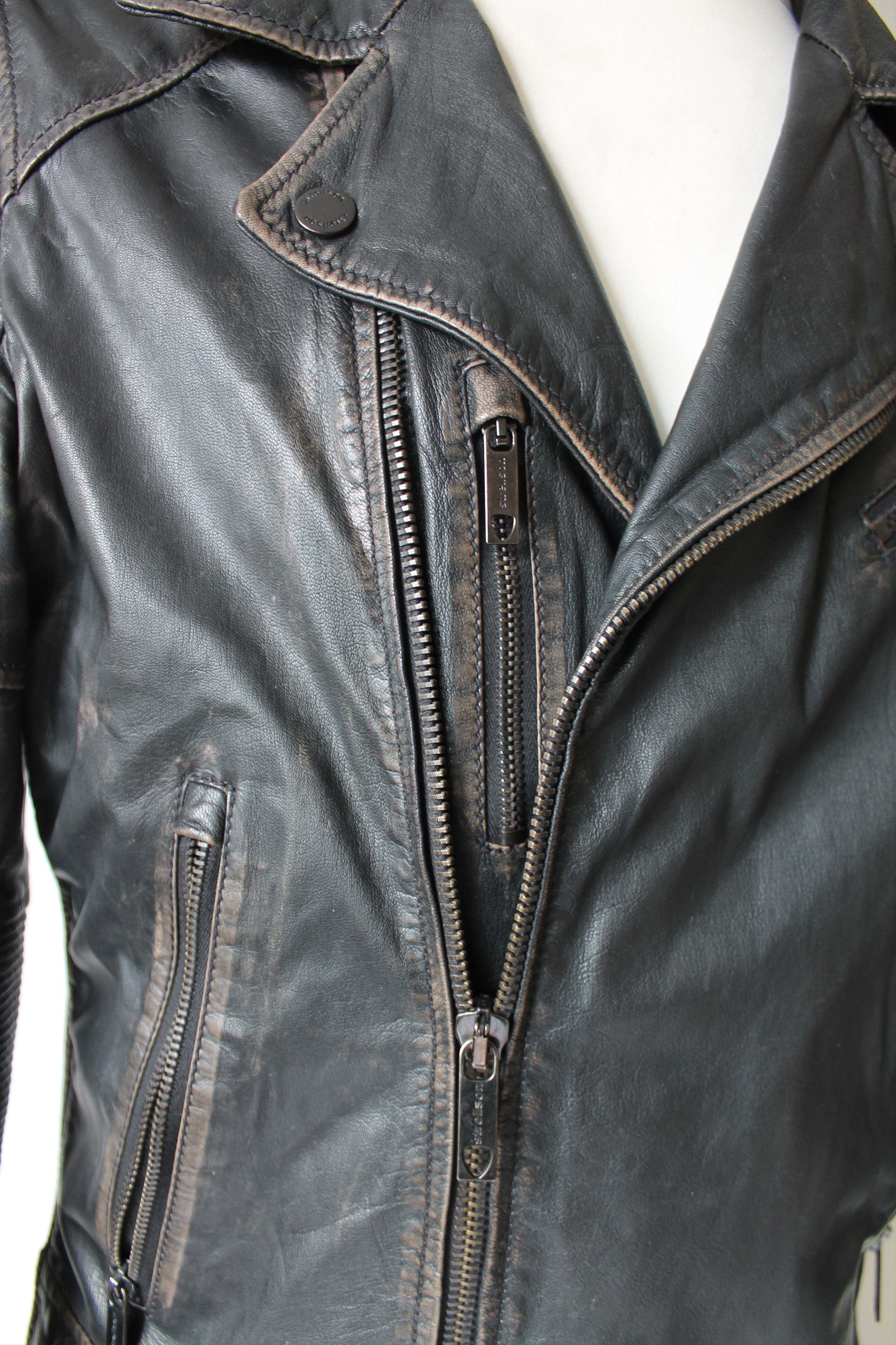 Strellson Strellson Biker Leather faded Jacket Small Size US S / EU 44-46 / 1 - 8 Thumbnail