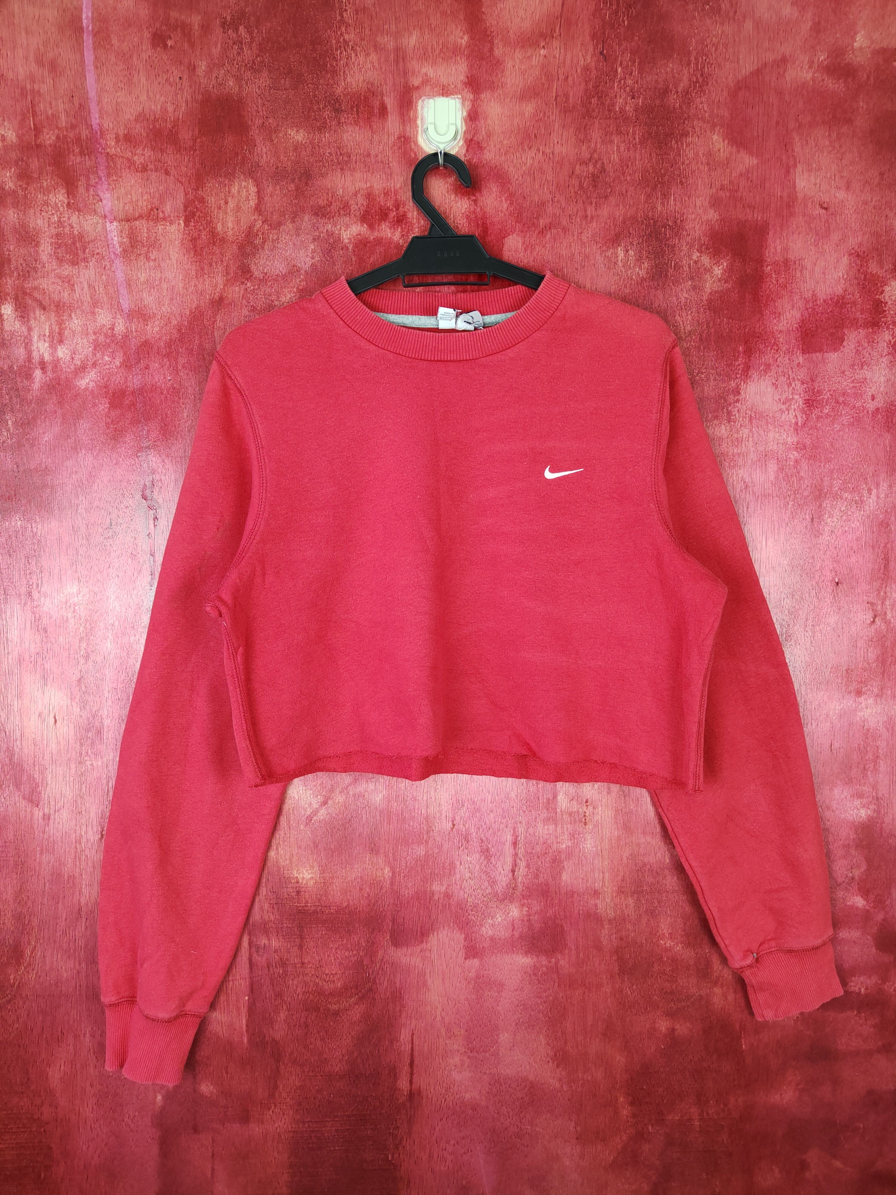 Nike custom to crop top Red Sweater sweatshirt #4903