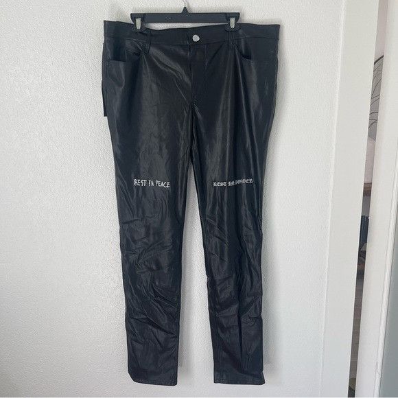 Rta $315 NWT RtA RIP EMBROIDERED FAUX LEATHER SKINNY JEANS SZ 38 Size US 38 / EU 54 - 2 Thumbnail