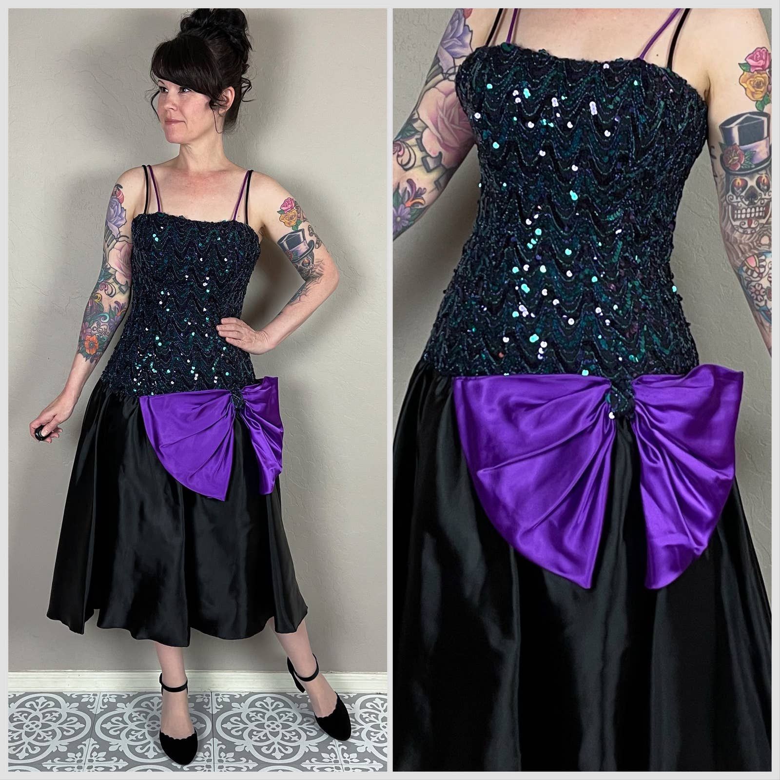 Vintage Vintage 1980s Sequins and Satin Prom Dress | Grailed