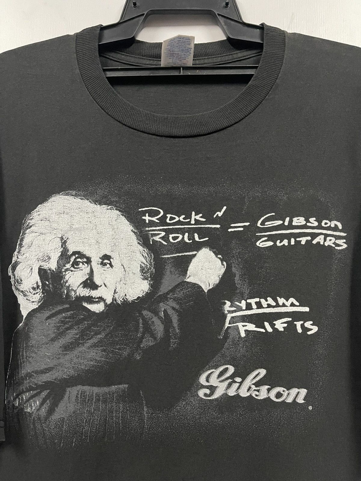Band Tees × Vintage Vintage 90s Albert Einstein Gibson Faded T Shirt Size US XXL / EU 58 / 5 - 2 Thumbnail