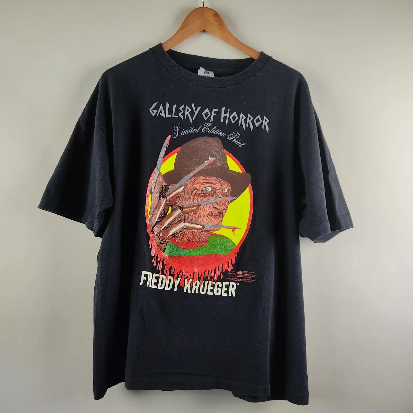 image of Band Tees x Movie 1991 Freddy Krueger Gallery Of Horror Movie Promo in Black, Men's (Size XL)