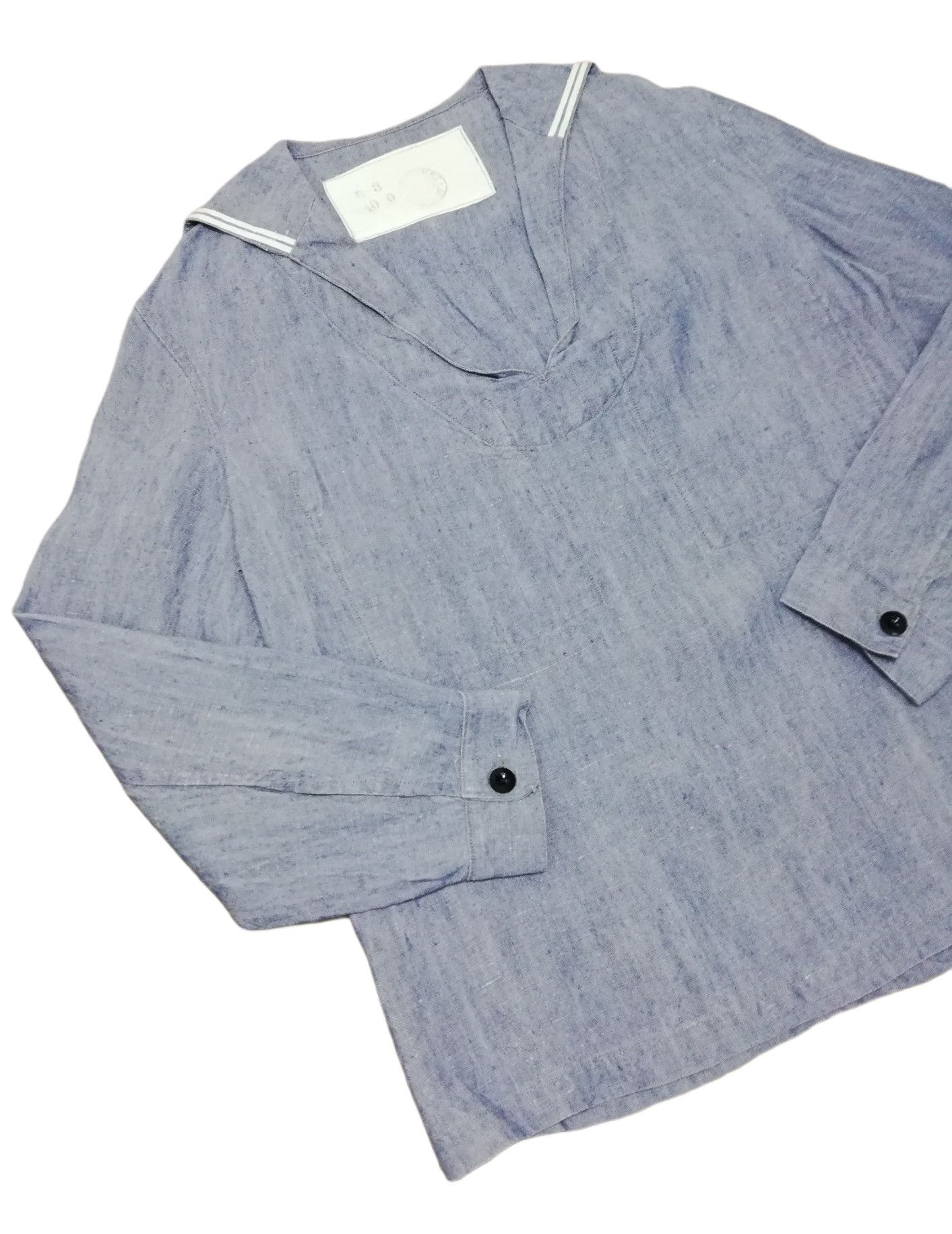 Vintage 🔥1940's WW2 Navy Blue Dress Jumper Uniform Denim Shirt Size US M / EU 48-50 / 2 - 6 Thumbnail