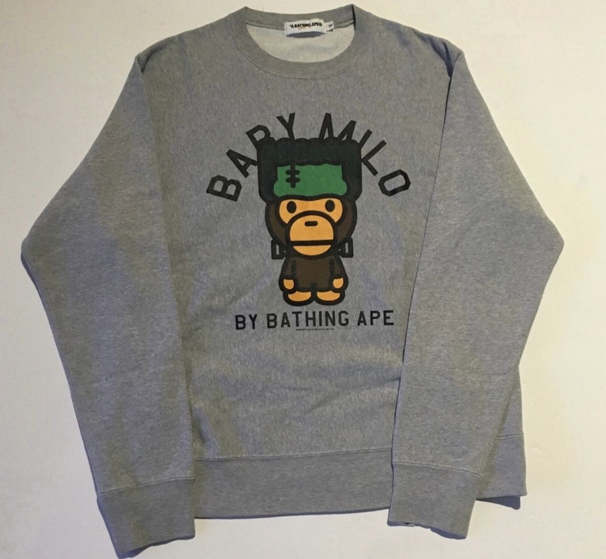 image of Bape Crew Neck Sweatshirt in Grey, Men's (Size Small)