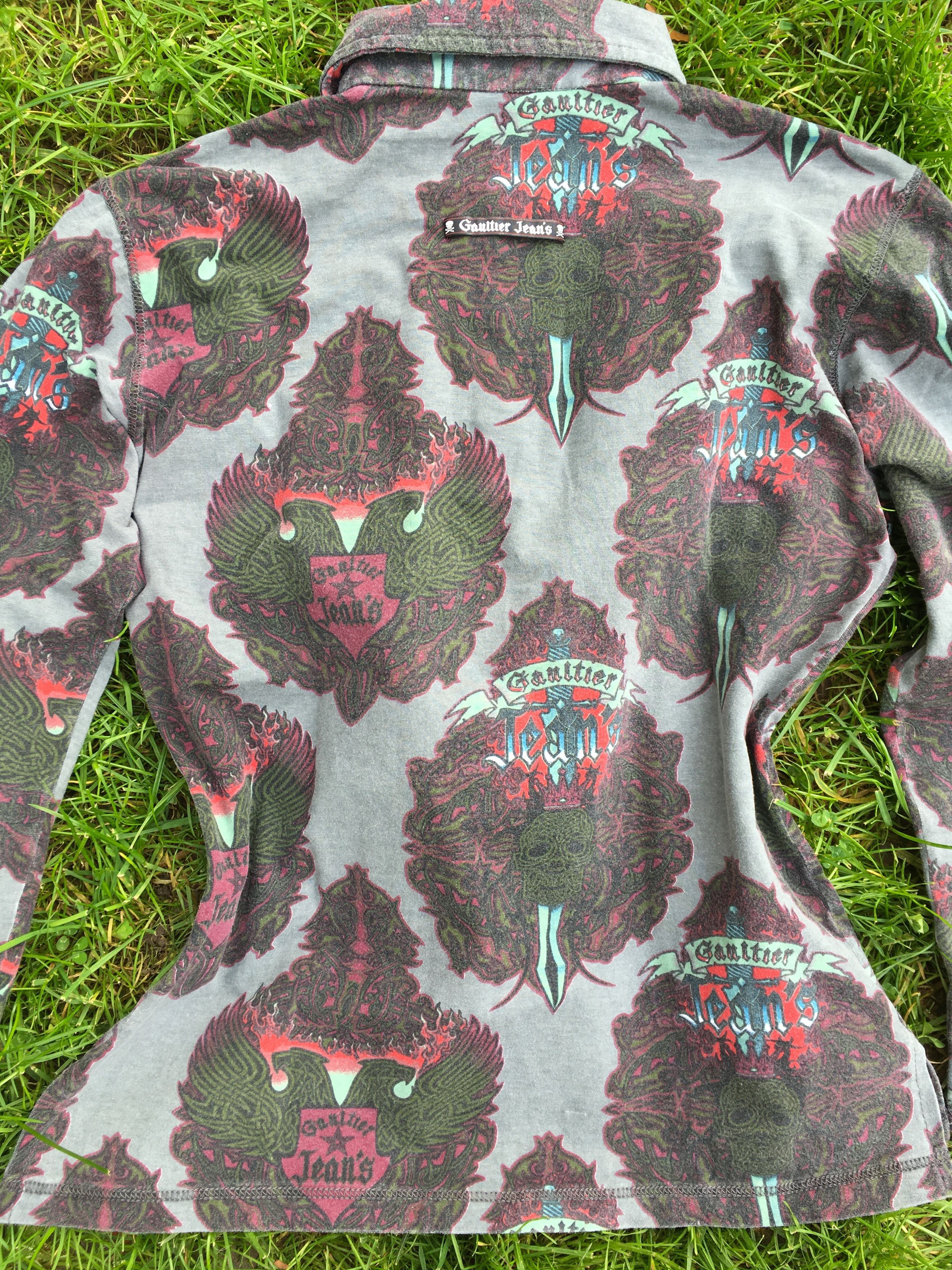 Jean Paul Gaultier Jean Paul Gaultier 90s Vintage Dragon Skull Tattoo Top Tee Size M / US 6-8 / IT 42-44 - 2 Thumbnail