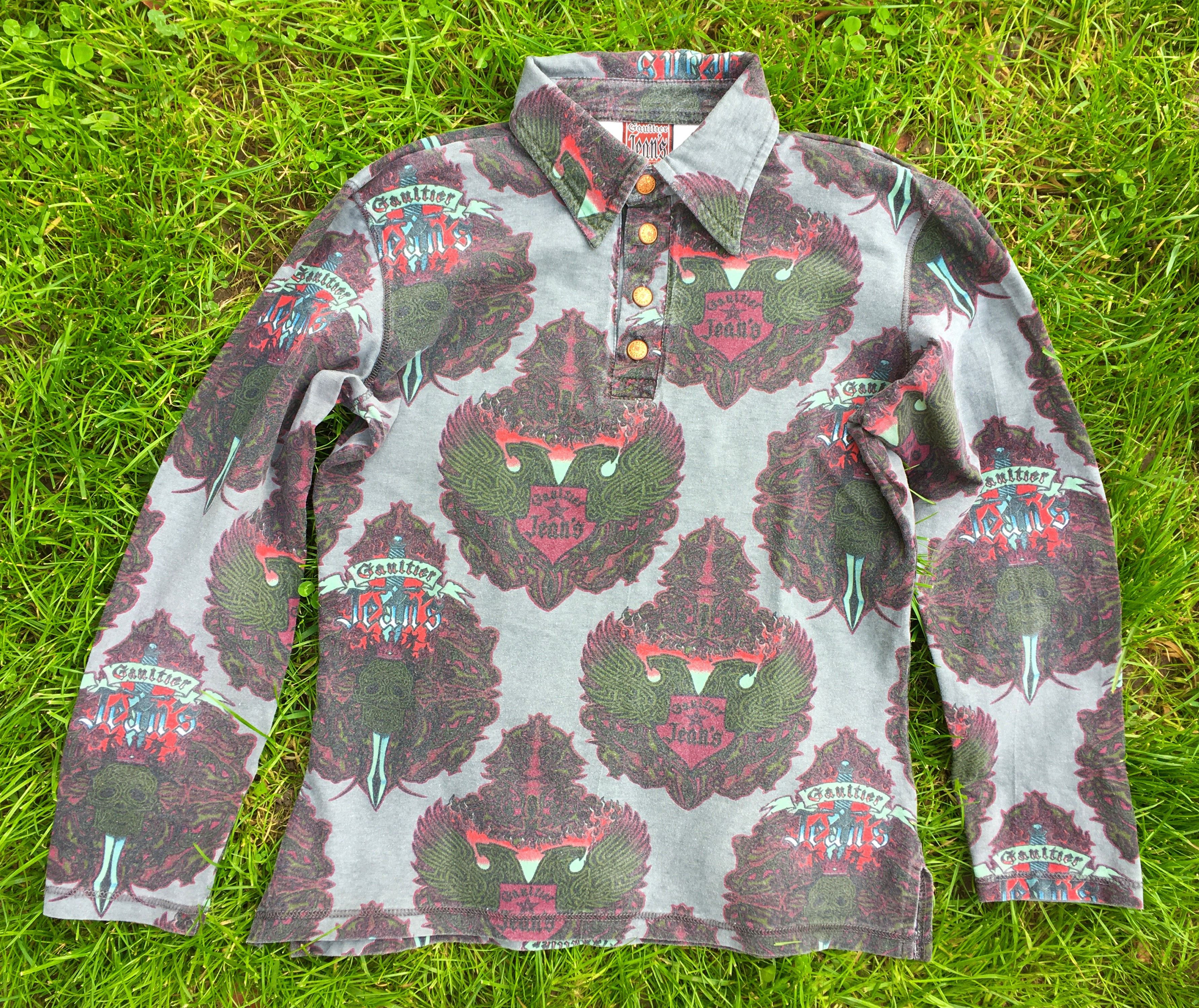Jean Paul Gaultier Jean Paul Gaultier 90s Vintage Dragon Skull Tattoo Top Tee Size M / US 6-8 / IT 42-44 - 4 Thumbnail