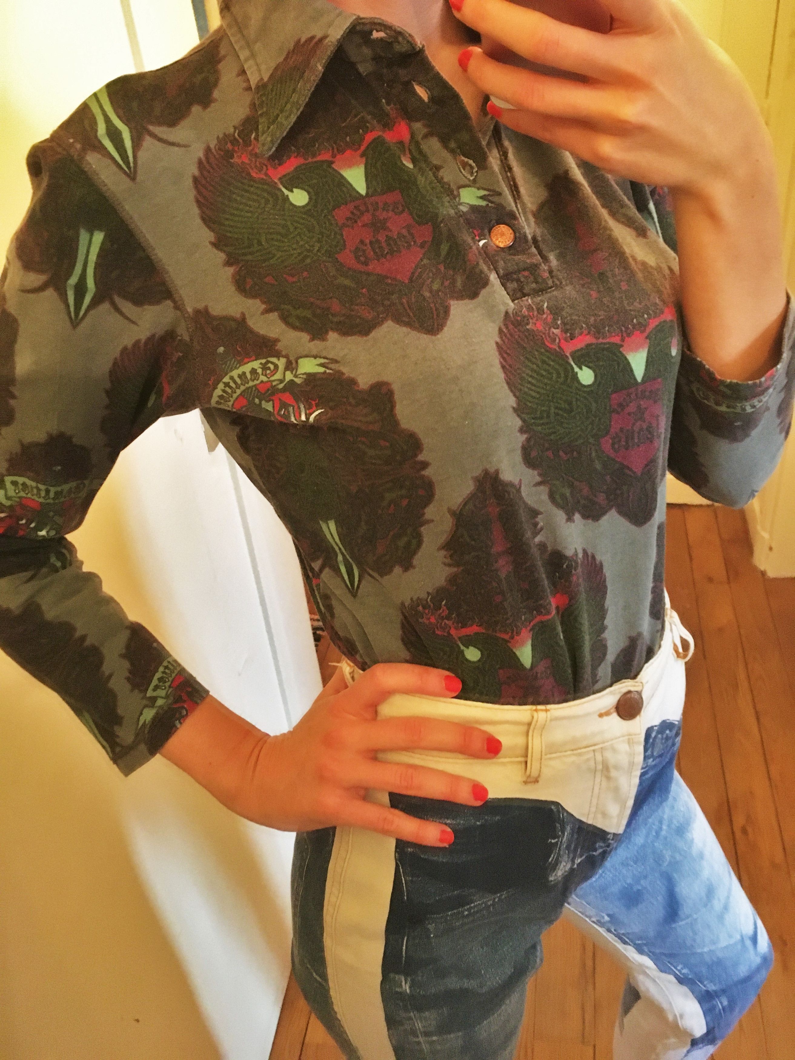 Jean Paul Gaultier Jean Paul Gaultier 90s Vintage Dragon Skull Tattoo Top Tee Size M / US 6-8 / IT 42-44 - 14 Thumbnail