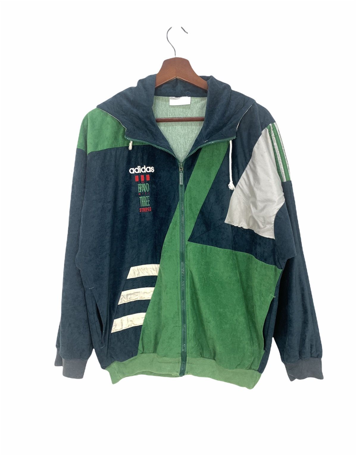 ADIDAS Vintage 90s Fullprinted Striped Zipper Hoodie Jacket
