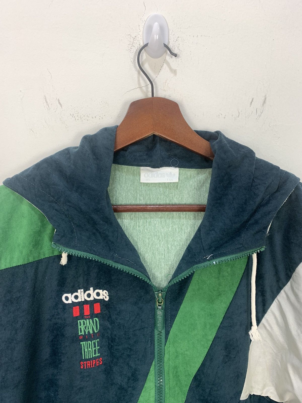 ADIDAS Vintage 90s Fullprinted Striped Zipper Hoodie Jacket