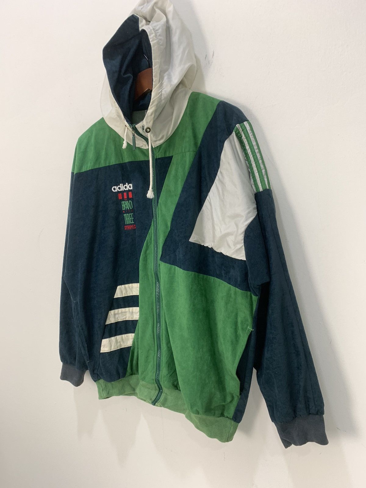 ADIDAS Vintage 90s Fullprinted Striped Zipper Hoodie Jacket