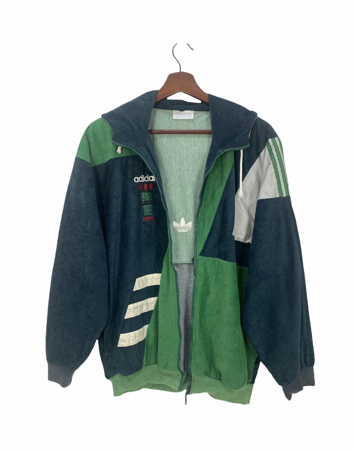 ADIDAS Vintage 90s Fullprinted Striped Zipper Hoodie Jacket