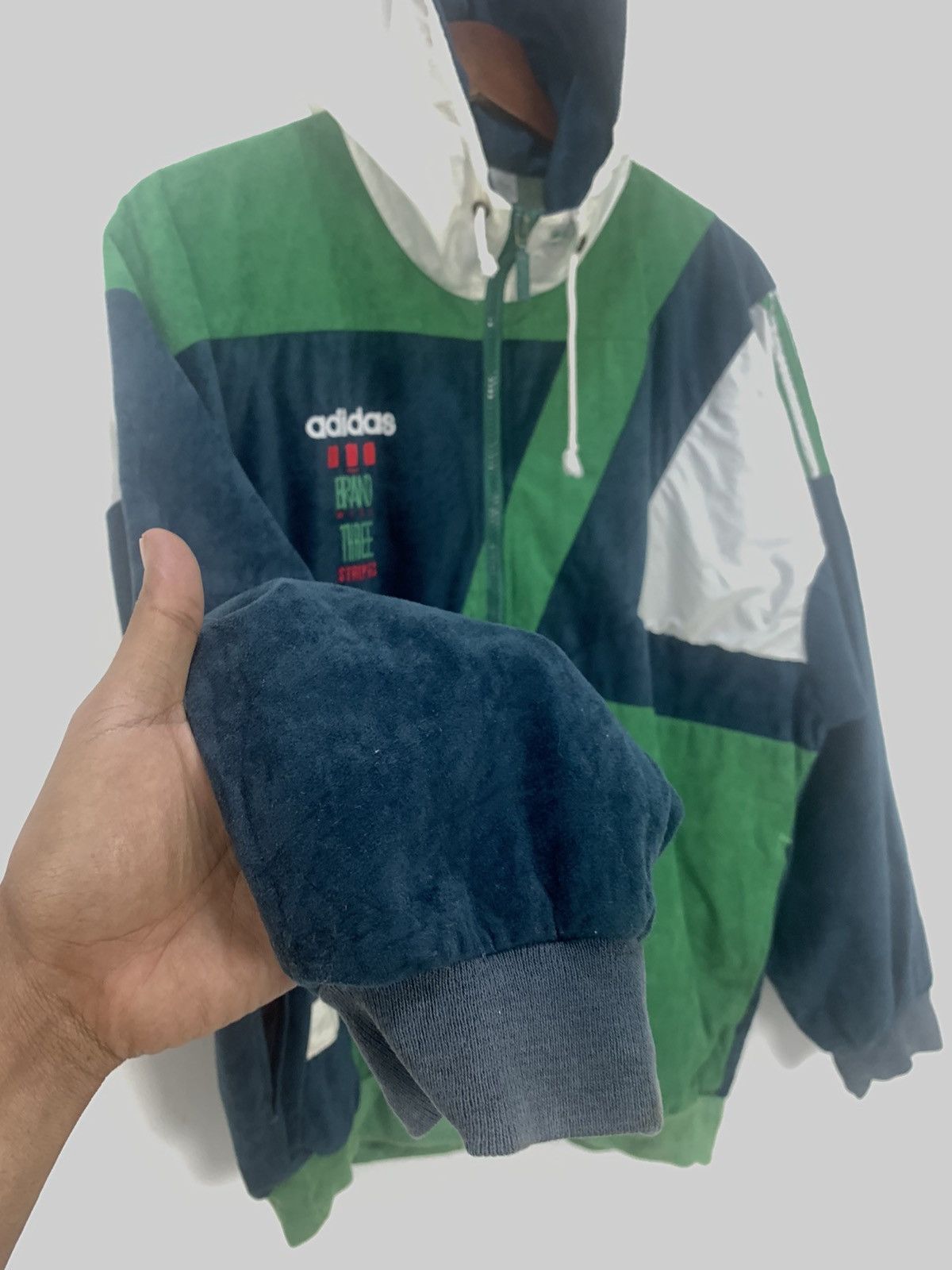 ADIDAS Vintage 90s Fullprinted Striped Zipper Hoodie Jacket