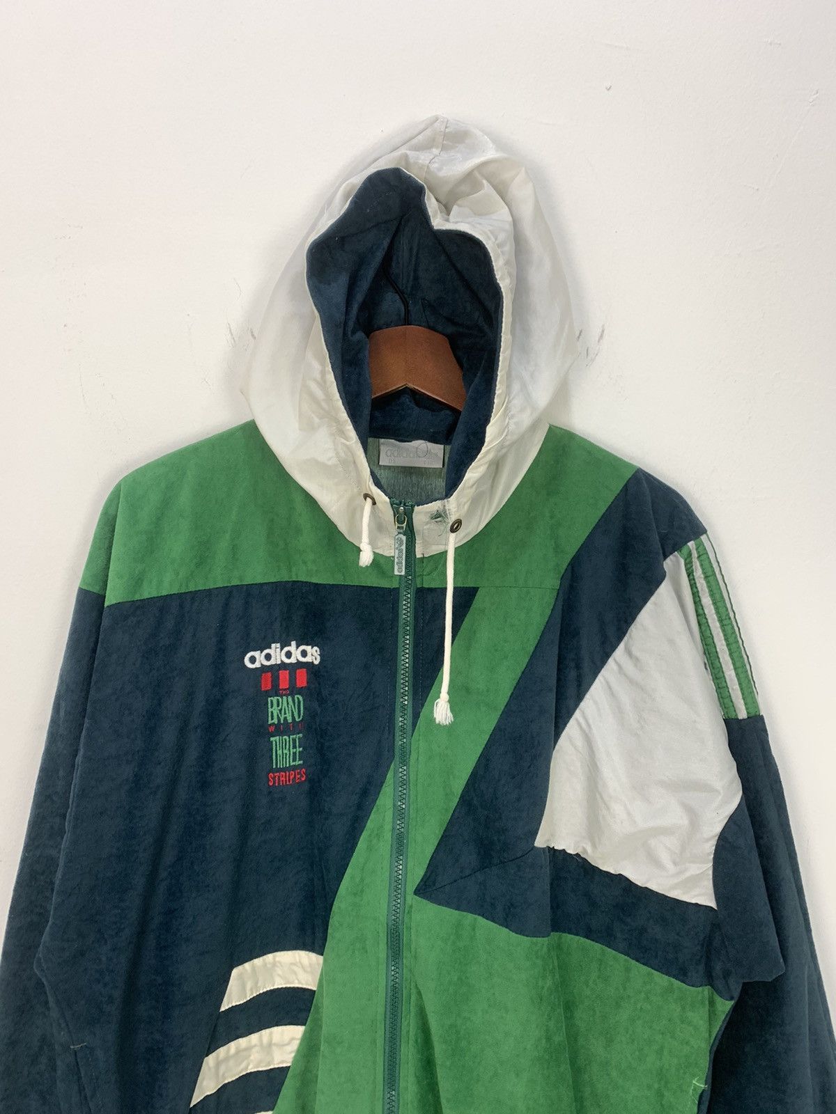 ADIDAS Vintage 90s Fullprinted Striped Zipper Hoodie Jacket