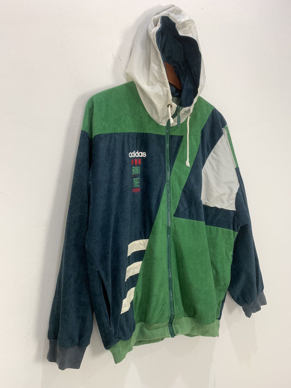 ADIDAS Vintage 90s Fullprinted Striped Zipper Hoodie Jacket