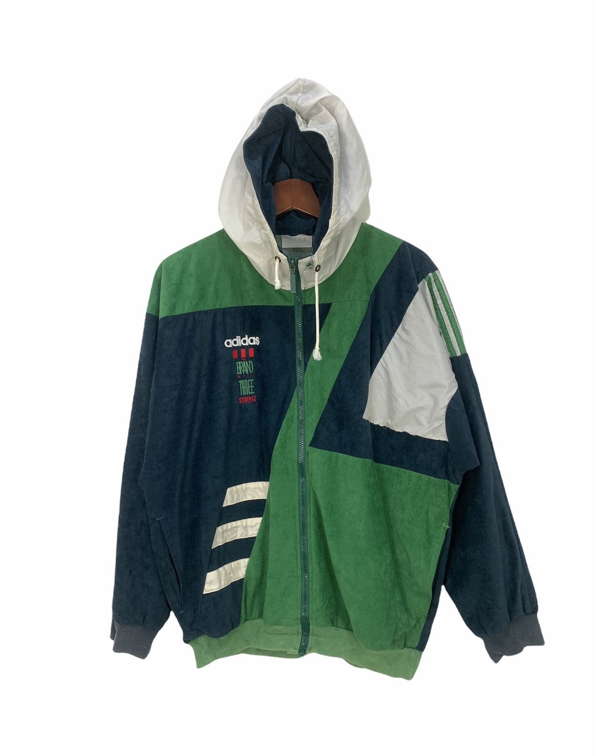 ADIDAS Vintage 90s Fullprinted Striped Zipper Hoodie Jacket