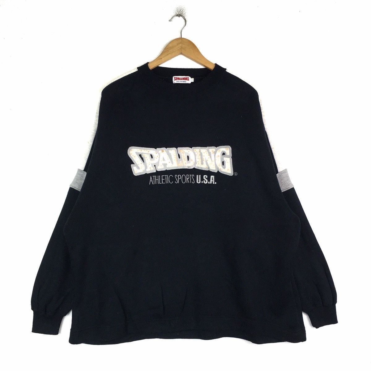 image of Spalding Athletic Sports Usa Embroidered Long Sleeve in Black, Men's (Size XL)