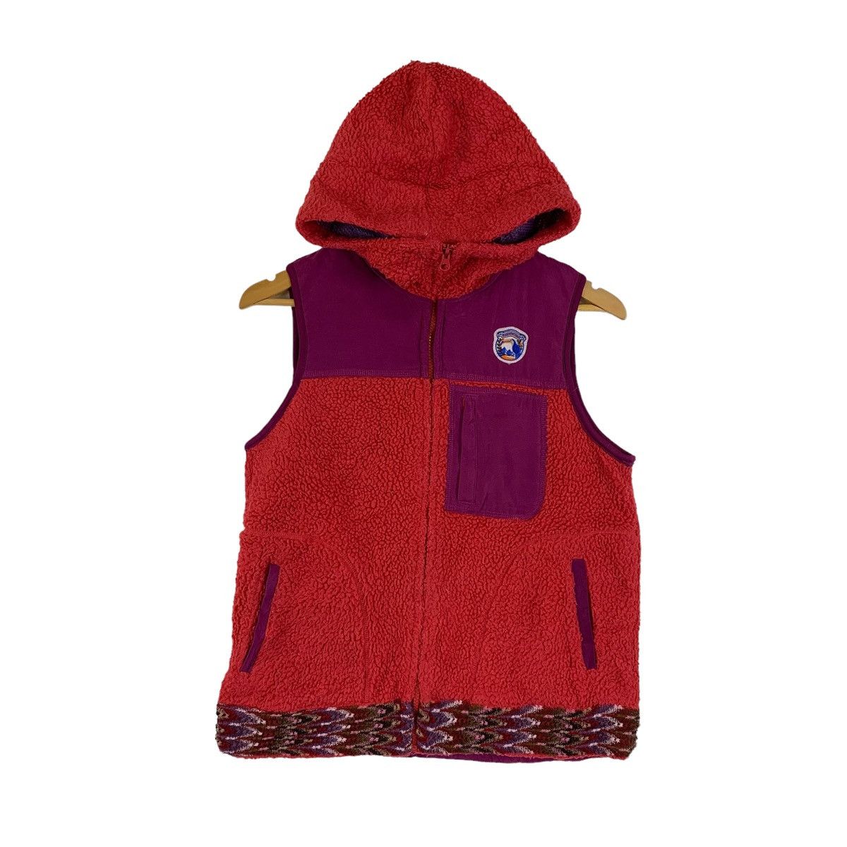 image of Outdoor Life x Vintage Titicaca Outdoor Sportswear Fleece Hoodie Vests Sweater in Red/Purple (Size 
