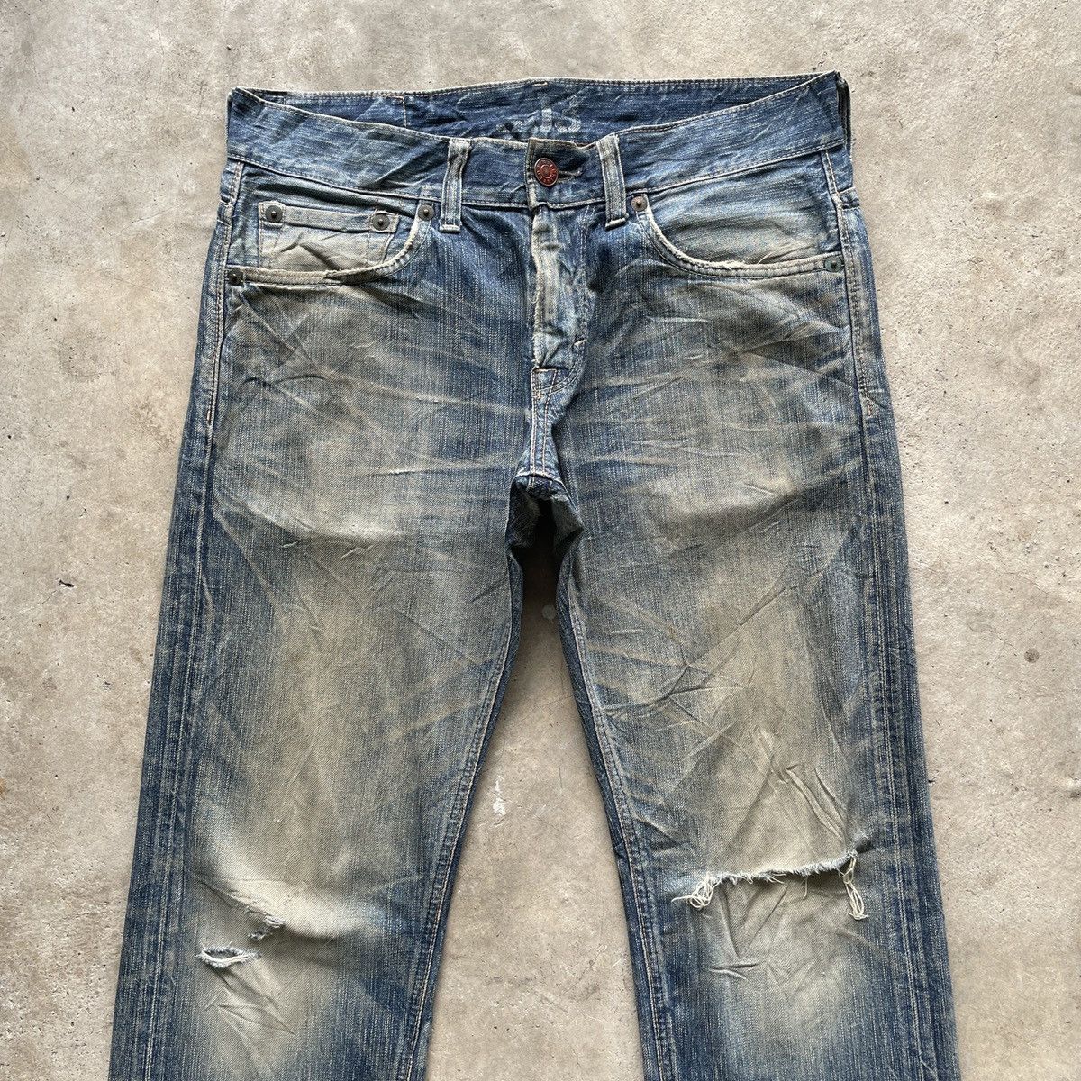 Edwin Vintage Edwin Faded Jeans Rusty Wash Distessed Denim Pants Size US 34 / EU 50 - 3 Thumbnail