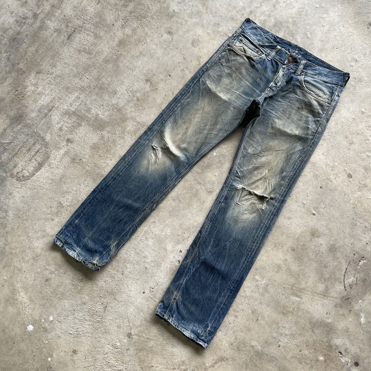 Edwin Vintage Edwin Faded Jeans Rusty Wash Distessed Denim Pants Size US 34 / EU 50 - 2 Thumbnail